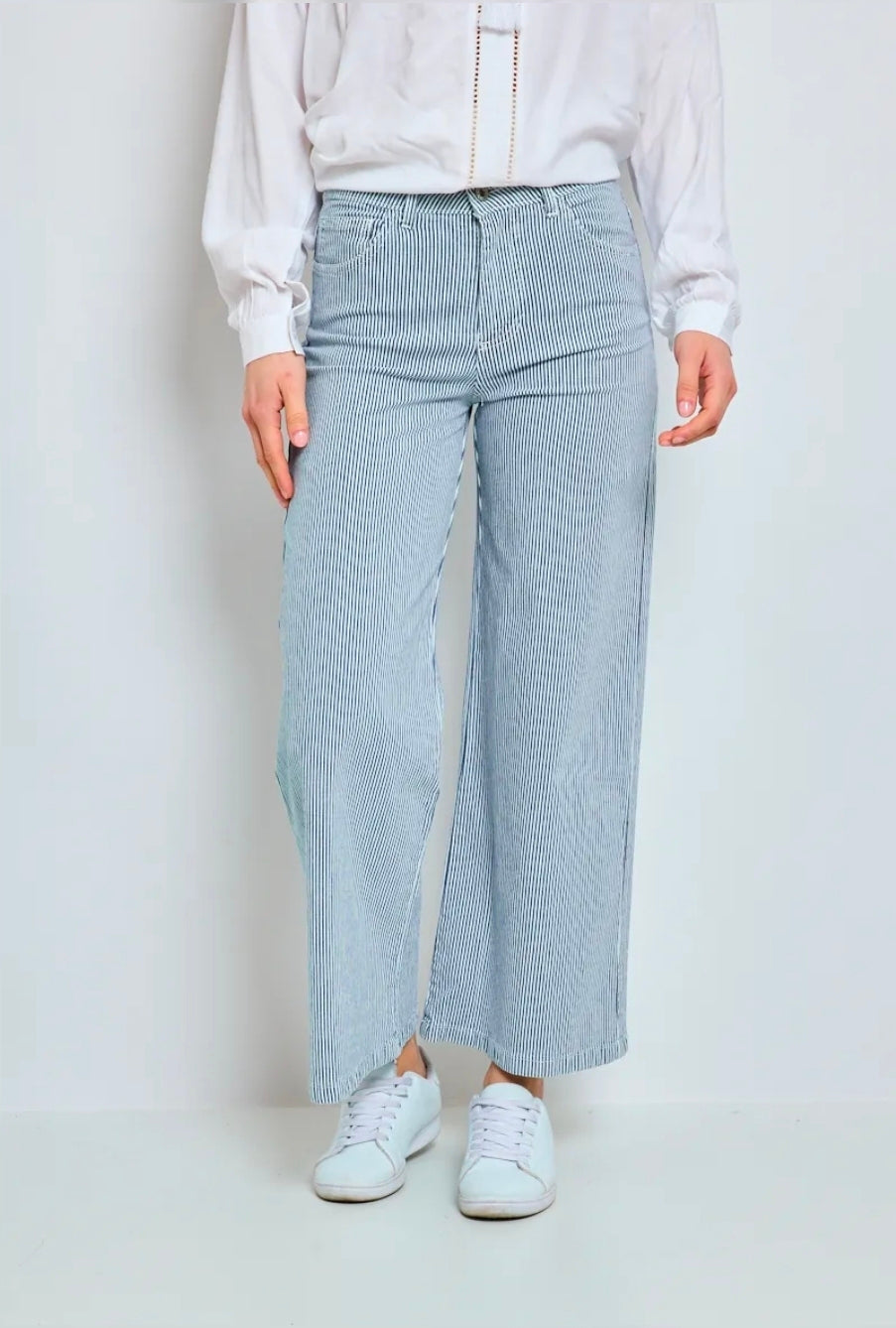 Wide-Leg Hose mit Streifenmuster