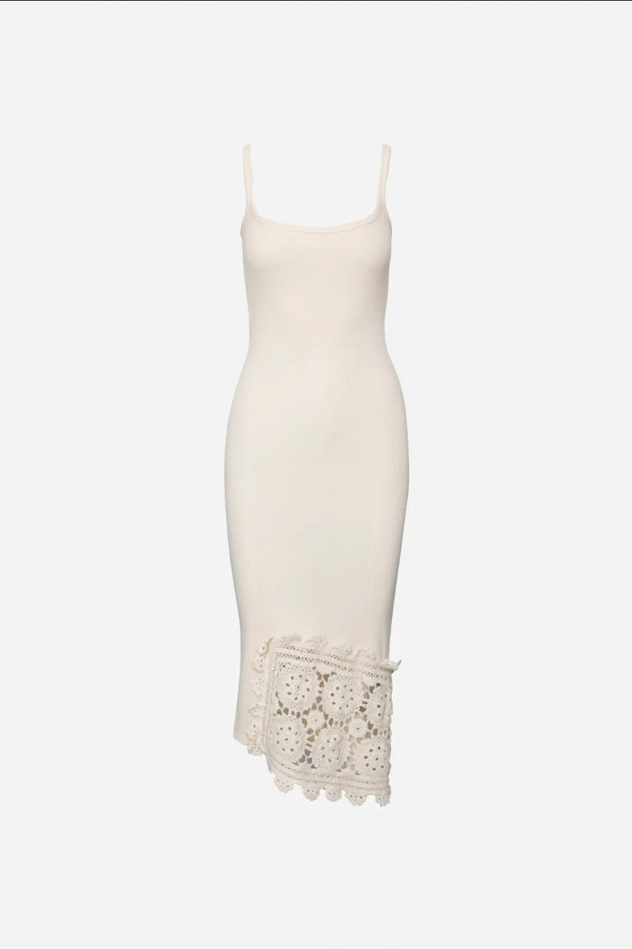 Weißes Midikleid mit Häkelsaum