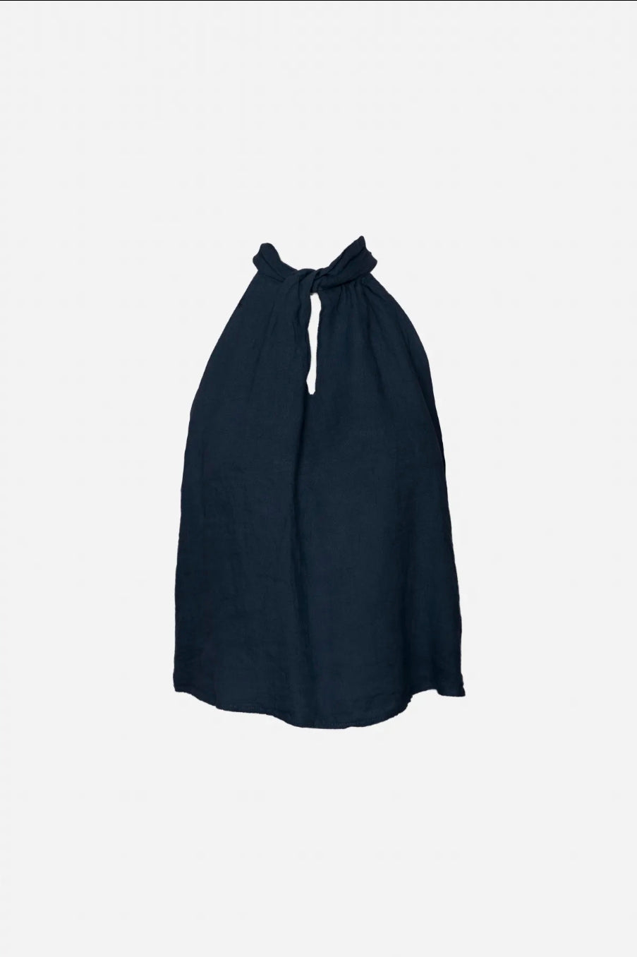 Halter Blu Leinen-Top in Marineblau