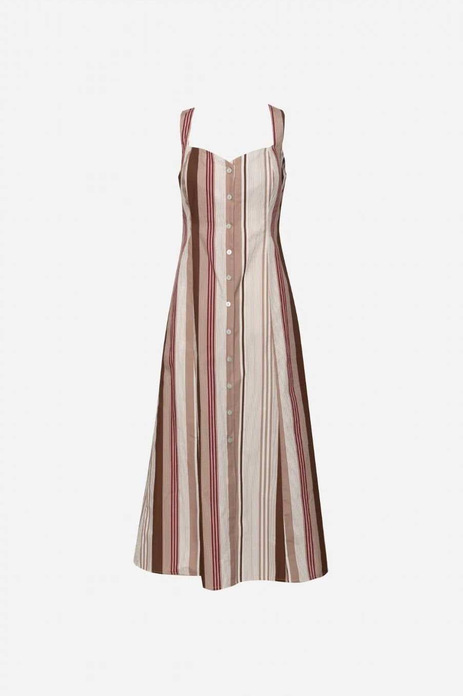 Mini Beige Streifen-Maxikleid