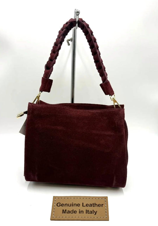 Handtasche Echtleder "Trenza" bordeaux