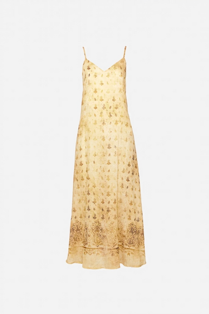 Senfgelbes Blumen-Maxikleid