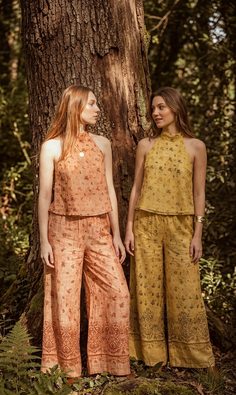 Halter-Neck Wide-Leg Dreiteiliges Sommeroutfit