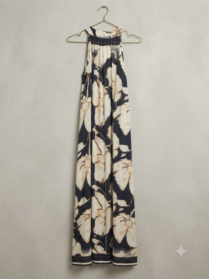 Kleid lang Blumen Musterung