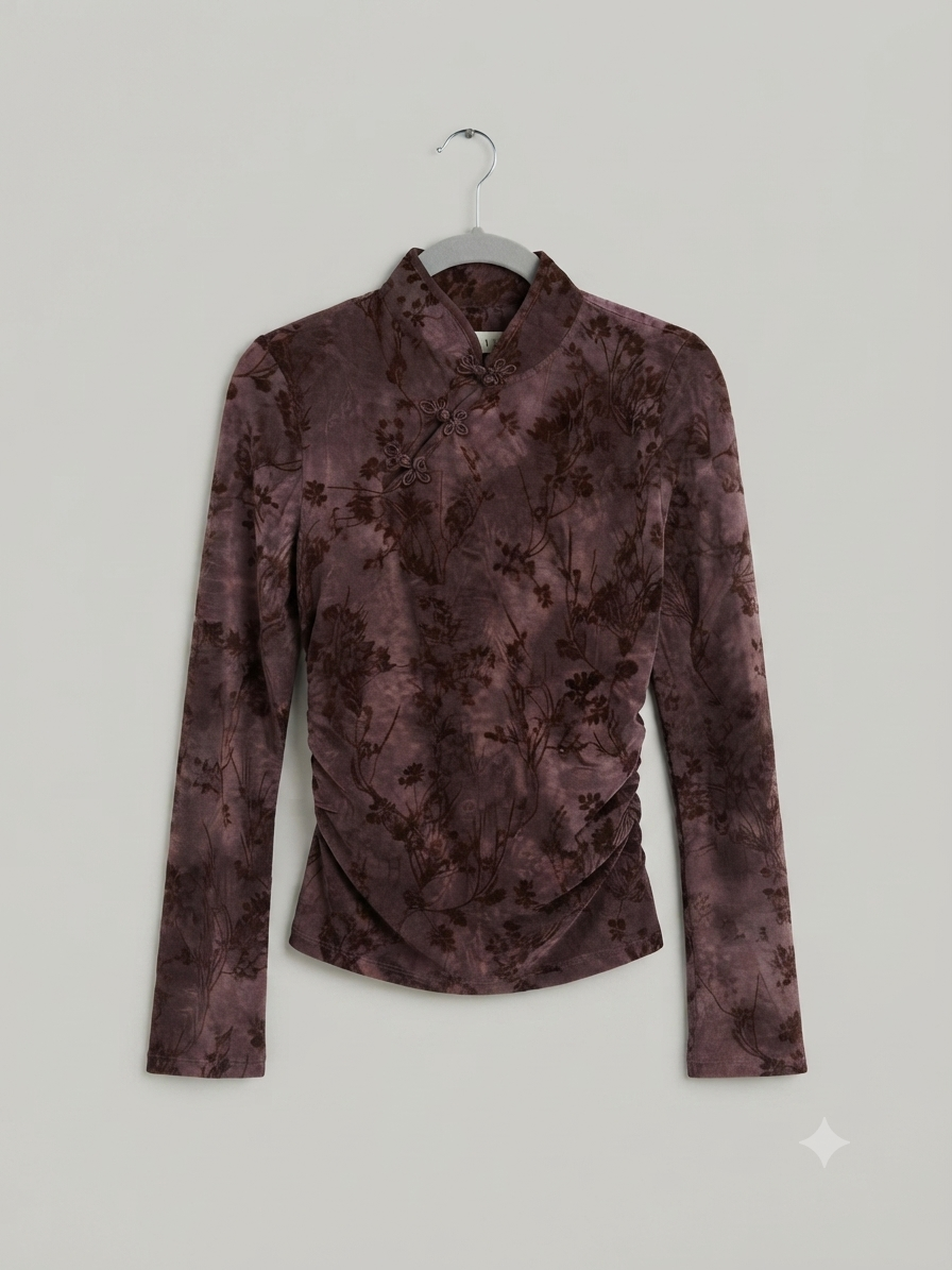 Chinesisches Top Langarmshirt