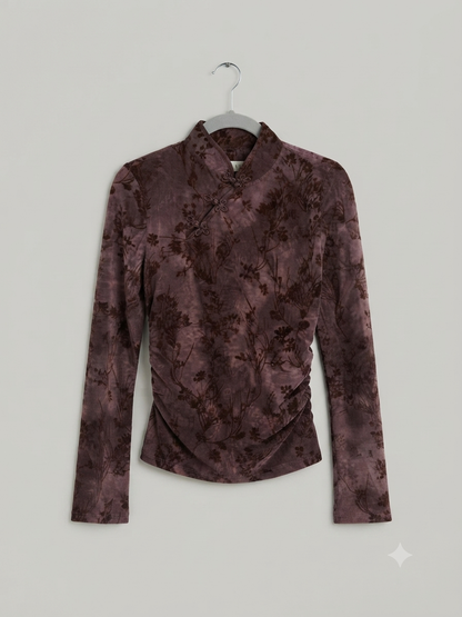 Chinesisches Top Langarmshirt