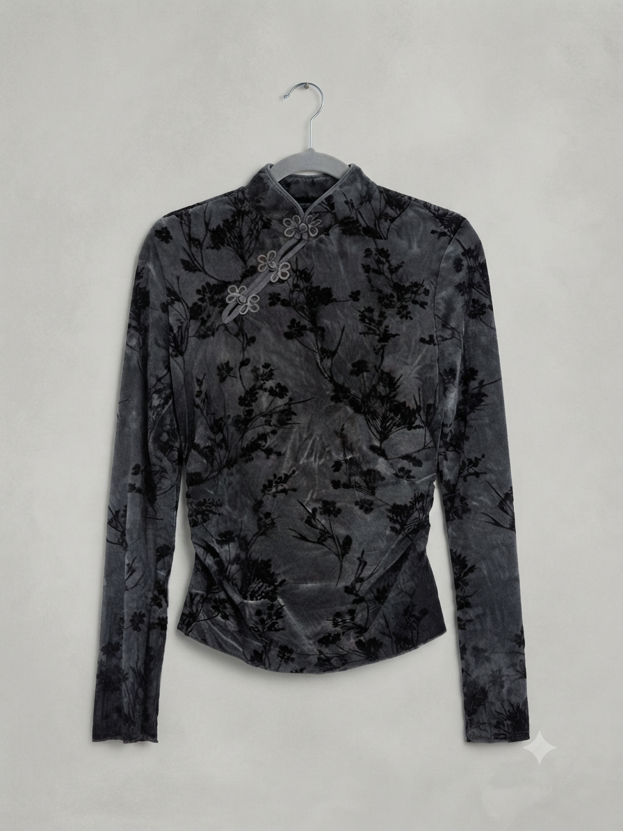 Chinesisches Top Langarmshirt