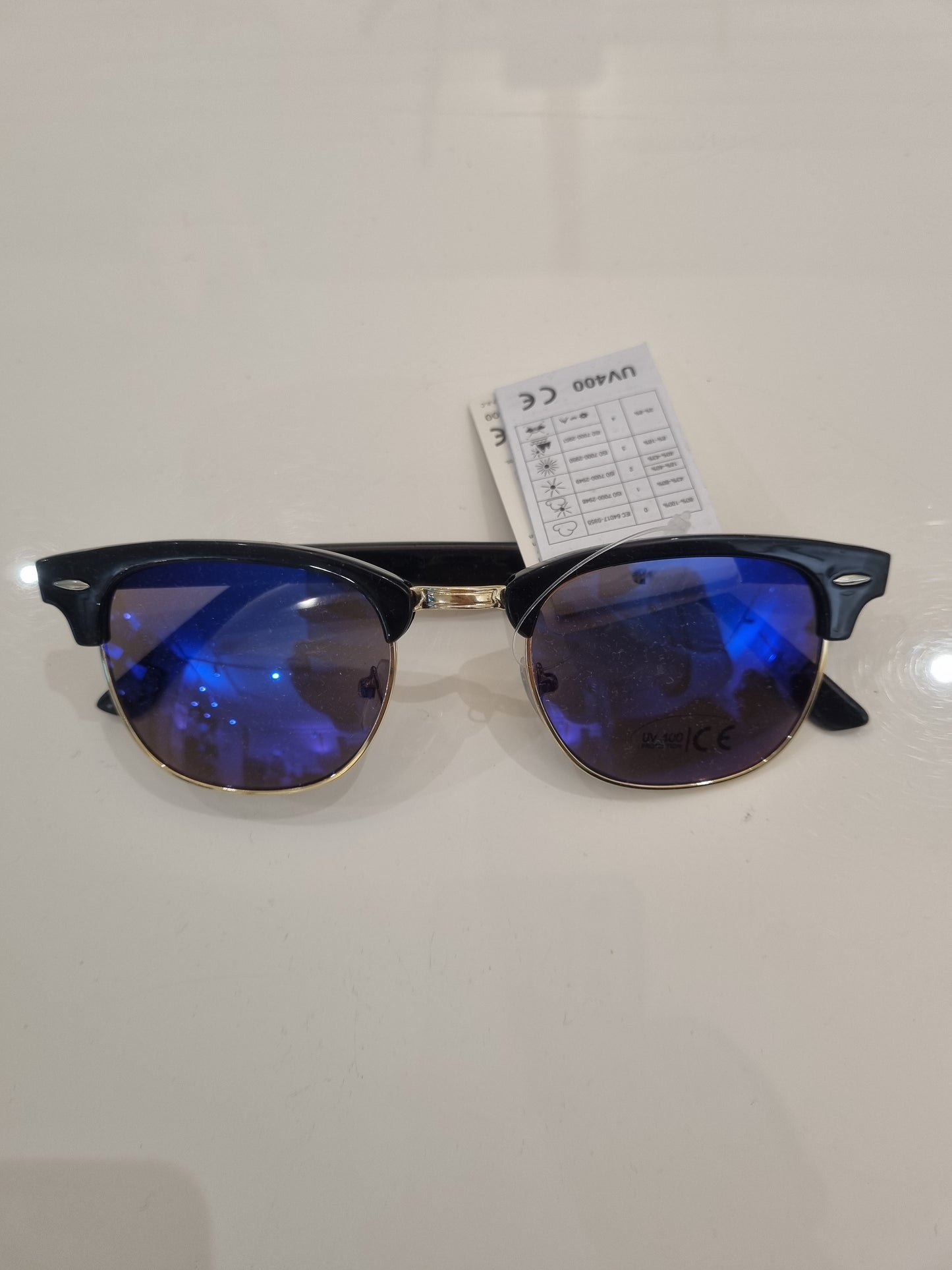 Clubmaster Sonnenbrille Schwarz-Gold