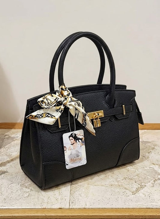 Strukturierte Handtasche mit Schal-Detail