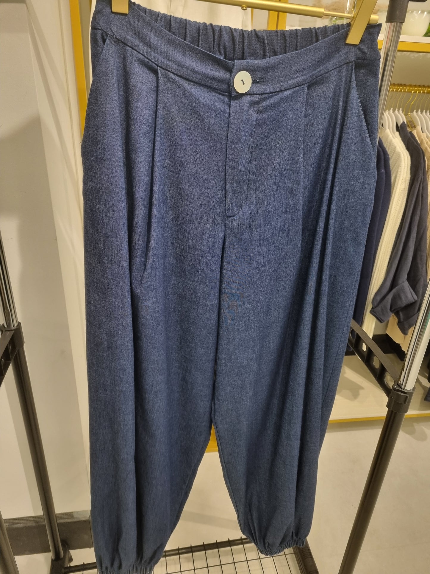 Blaue Harem Hose mit elastischem Bund