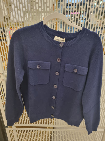 Weißer Cardigan mit Brusttaschen & Knopfverschluss