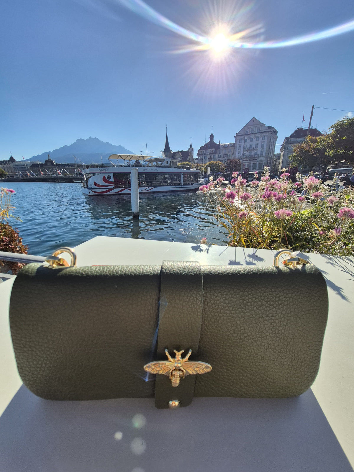 Bienen Echtleder Tasche
