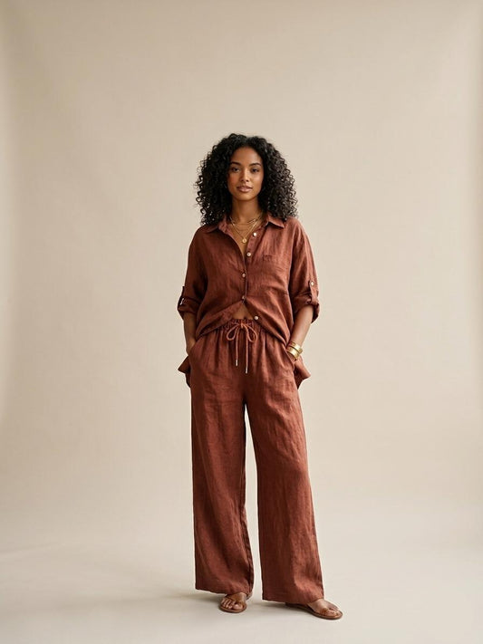 Leinen-Set mit Wide-Leg Hose