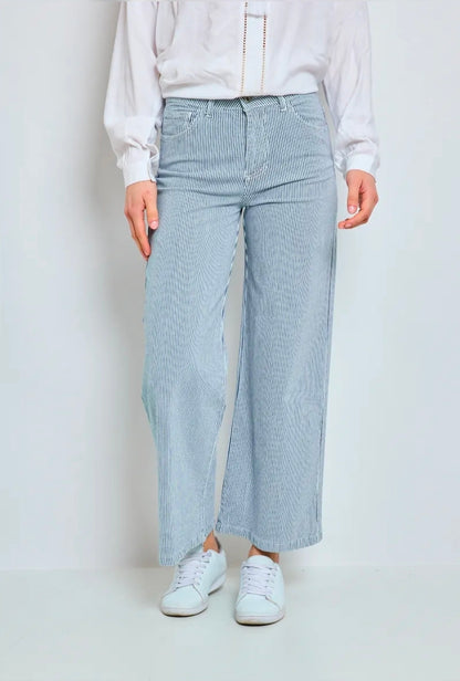 Wide-Leg Hose mit Streifenmuster