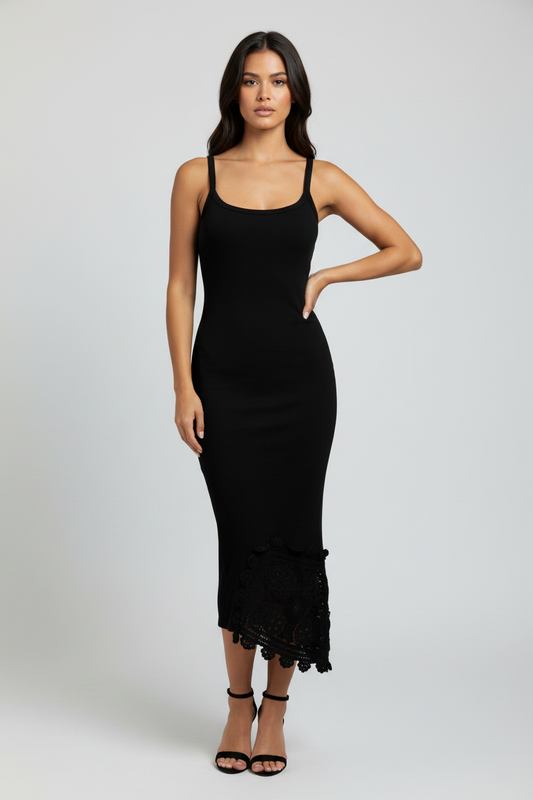 NERO Midikleid mit Häkelsaum
