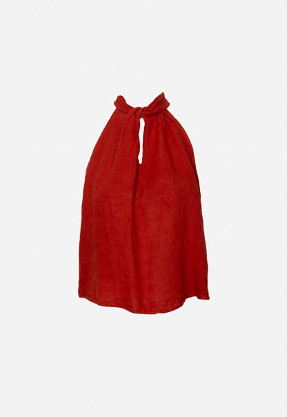 Halter Coccio Leinen-Top in Rot