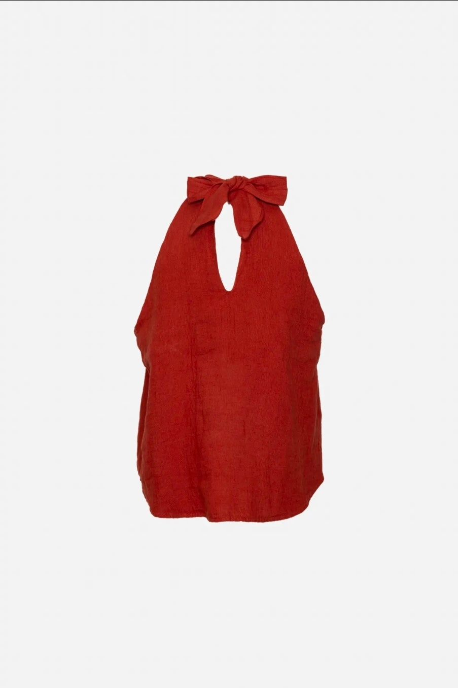 Halter Coccio Leinen-Top in Rot