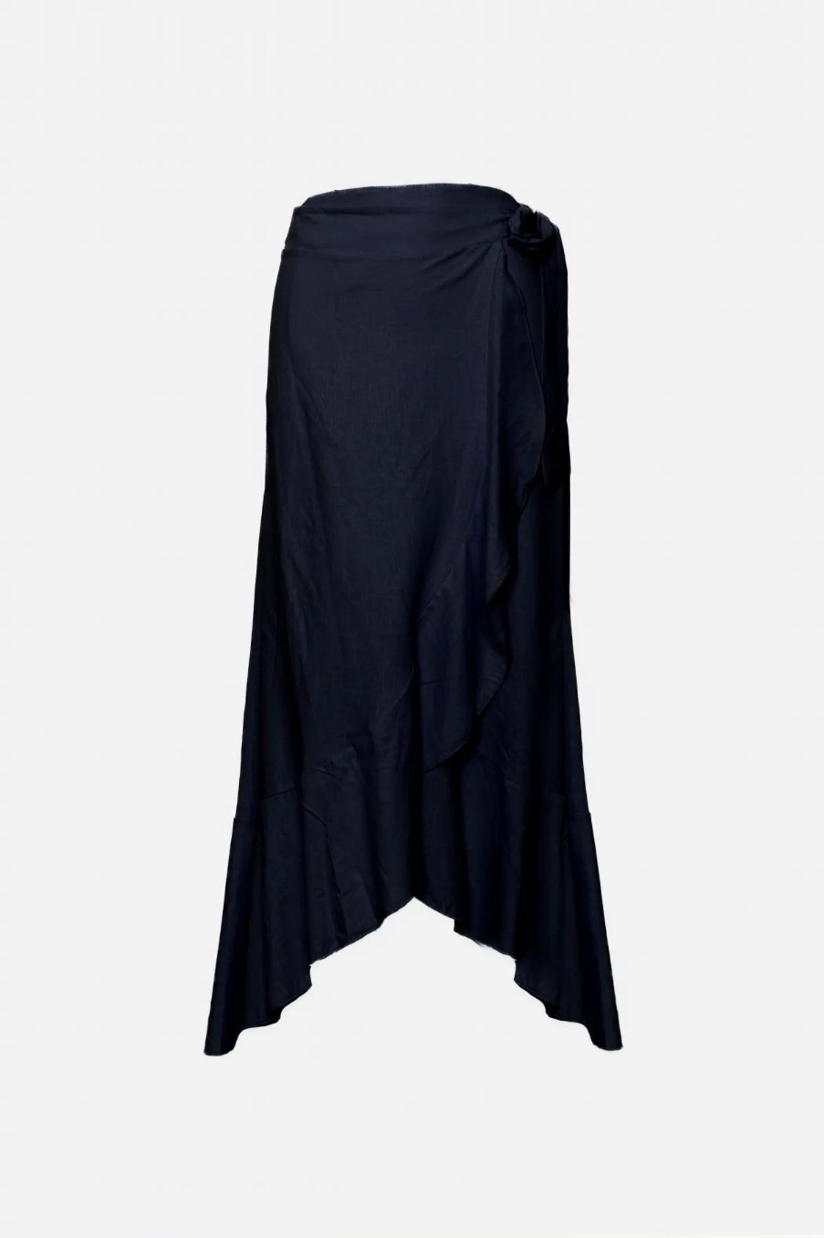 Asymmetrischer Satinrock in Marineblau