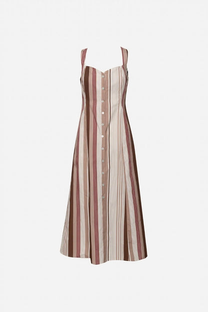 Mini Beige Streifen-Maxikleid