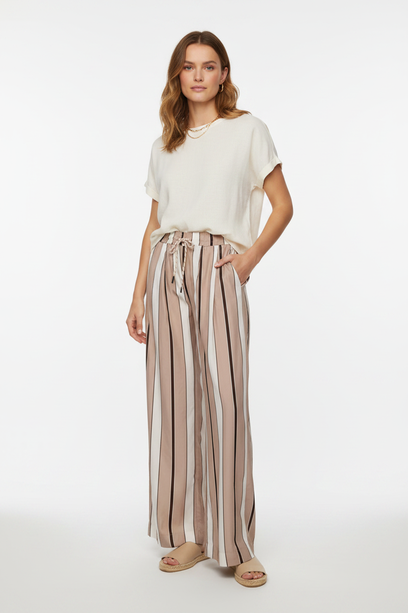 Maxi-Hose in Beige mit Streifen