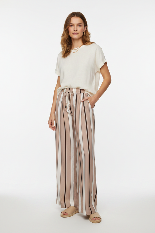 Maxi-Hose in Beige mit Streifen