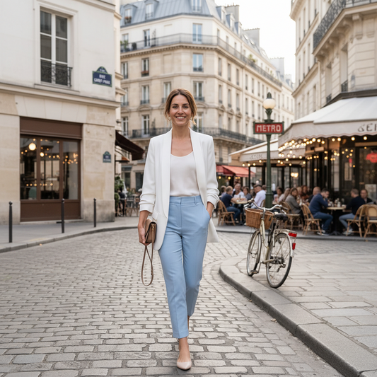 Weißer Blazer mit Raffärmeln (3/4 Länge)