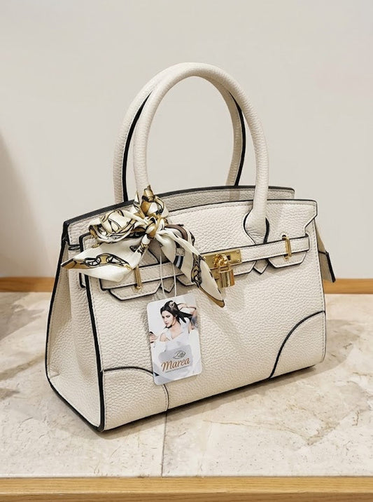 Strukturierte Handtasche mit Schal-Detail