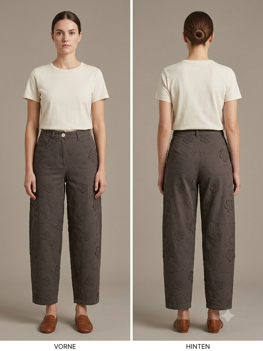 Braune Blumen Muster Jeans Hose