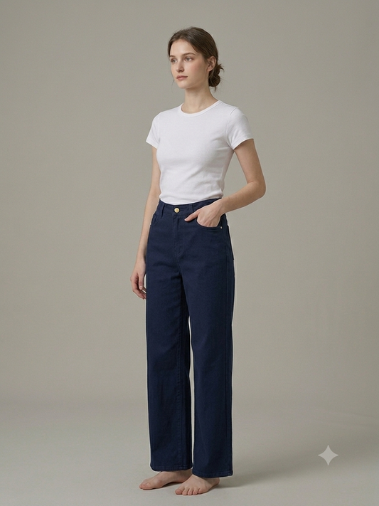 Dunkel Blaue Hose mit weiten Hosenbeine