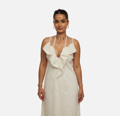 Weisses Leinenkleid mit Crochet