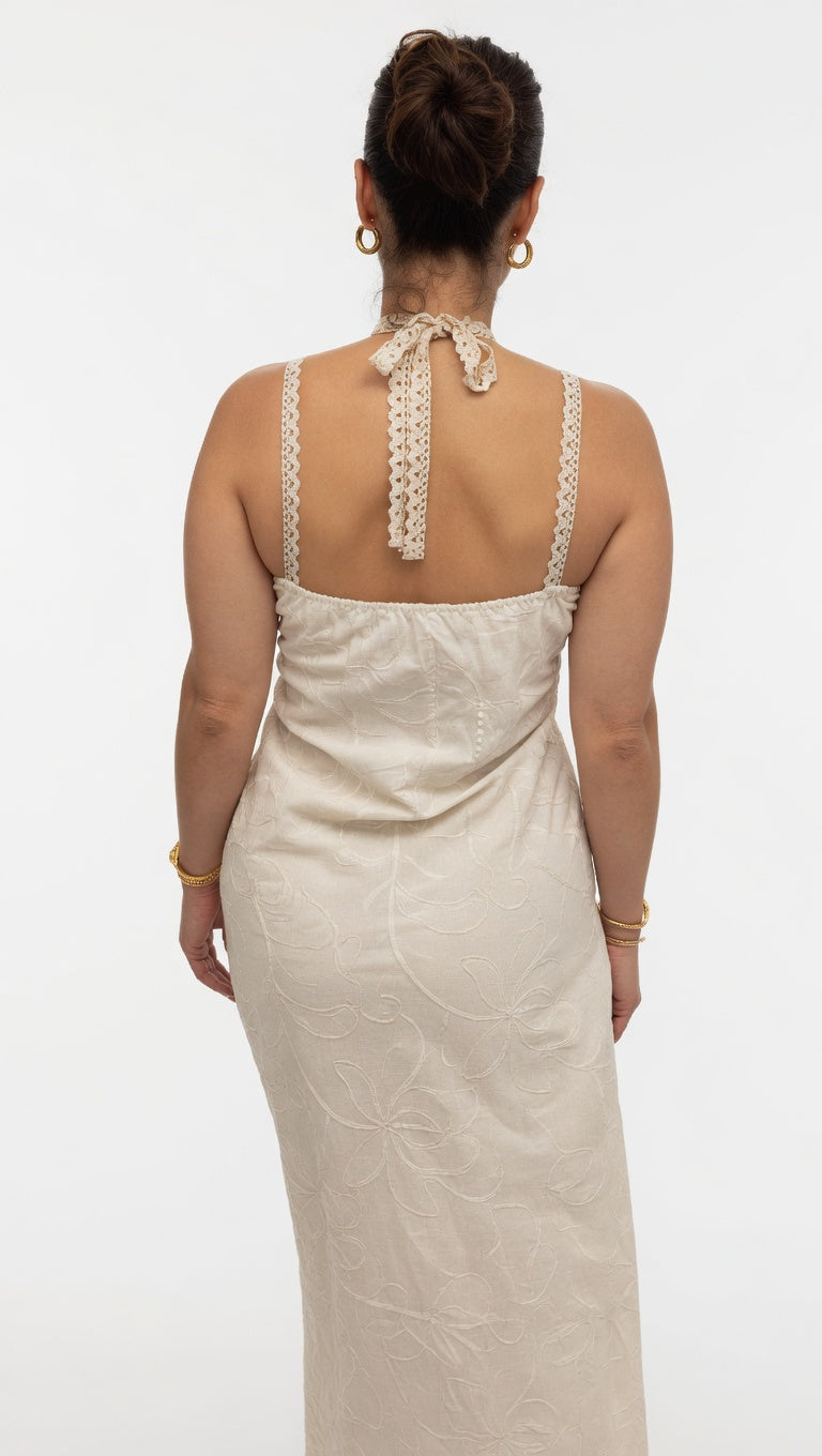 Weisses Leinenkleid mit Crochet