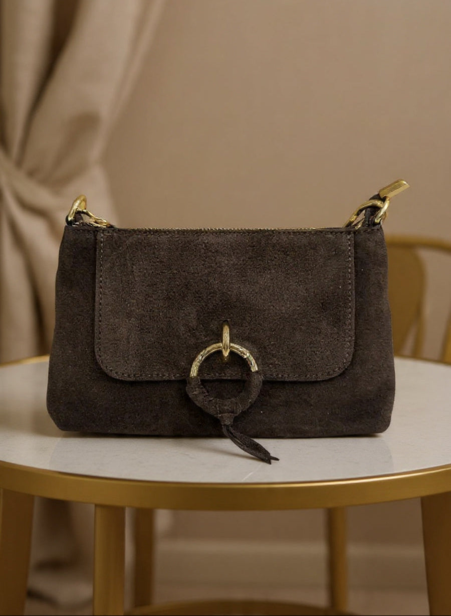 Handtasche Echtleder "Perla" dunkelbraun