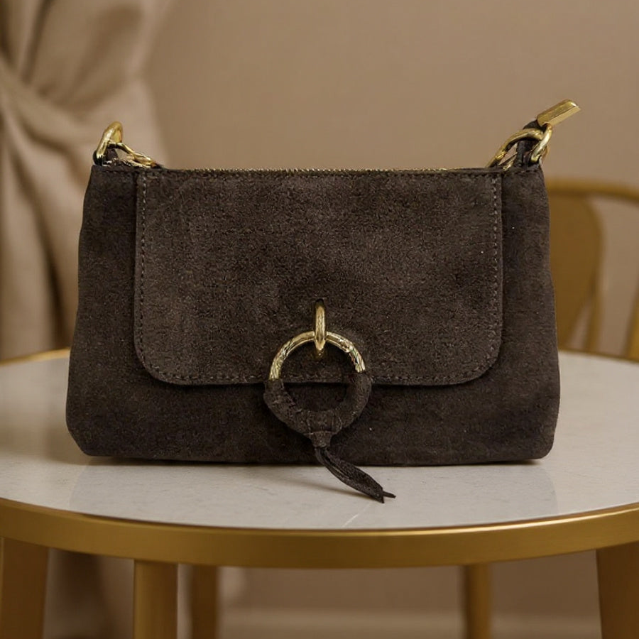 Handtasche Echtleder "Perla" dunkelbraun