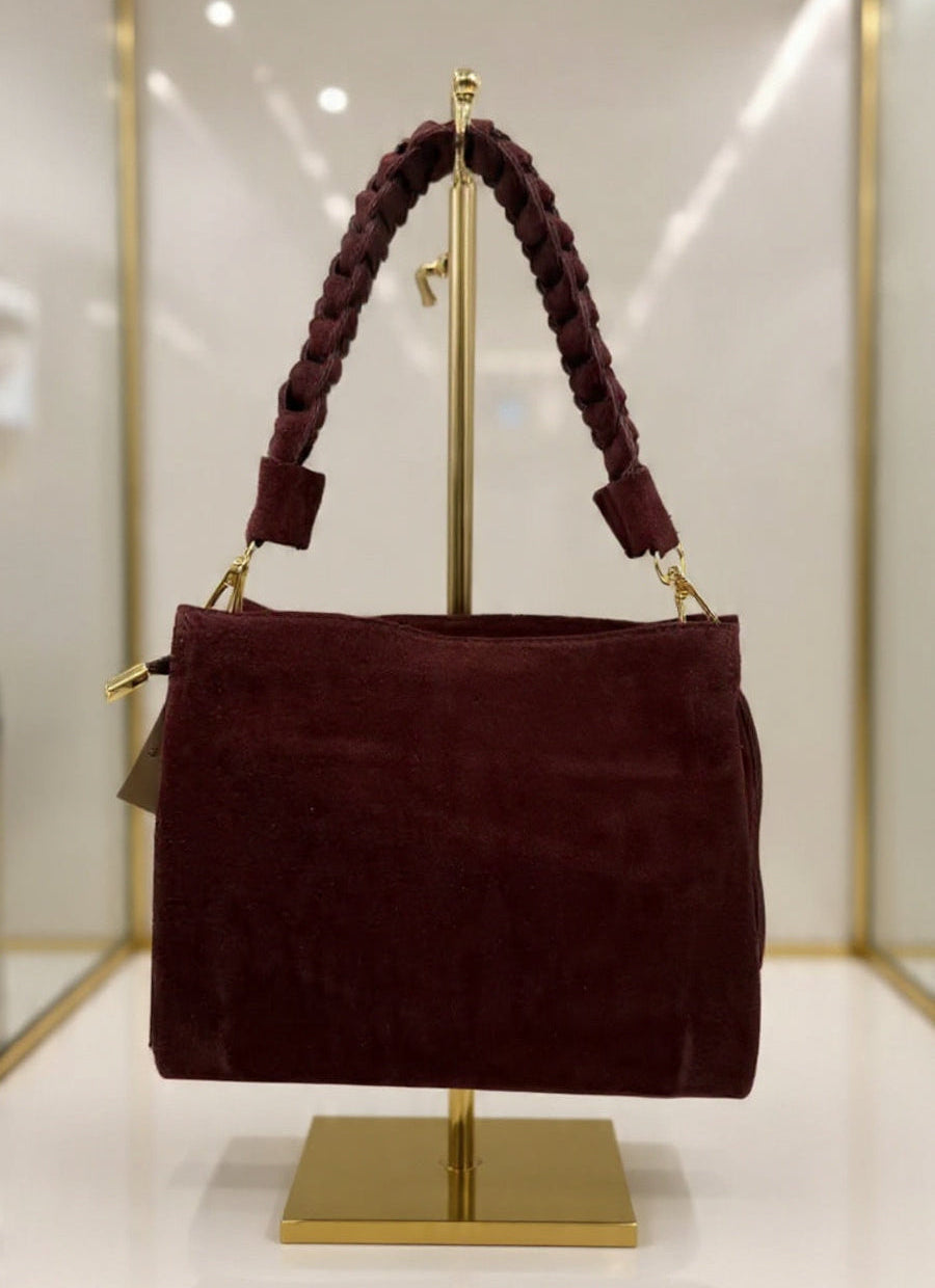 Handtasche Echtleder "Trenza" bordeaux