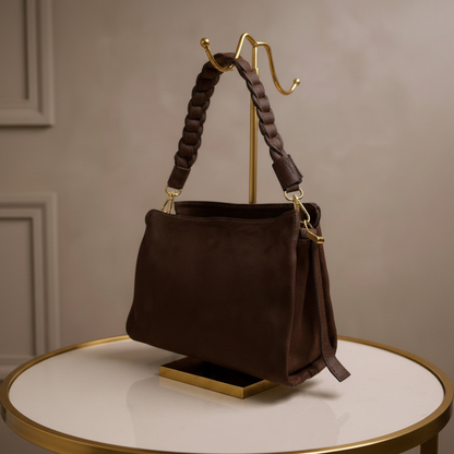 Handtasche Echtleder "Trenza" dunkelbraun